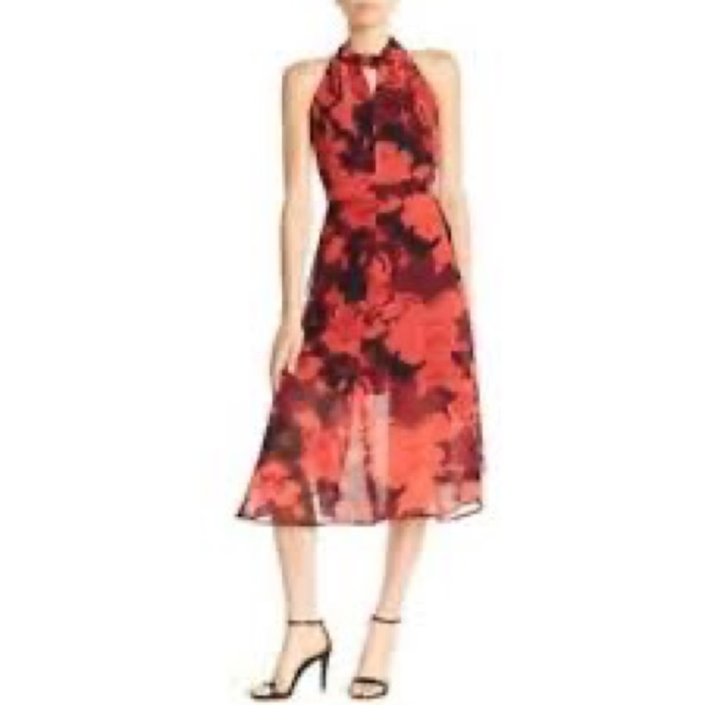 PHILOSOPHY Red Floral Halter Dress
